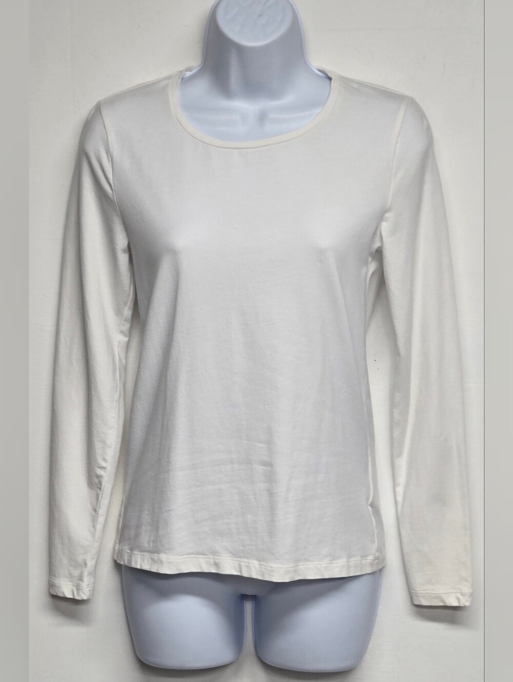 Jones New York Signature Petite S Bright White Long Sleeve Top Tee
